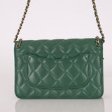Chanel 2019 Lambskin Forest Green Chain Around Wallet on Chain