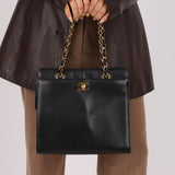 Chanel 1997 Caviar Zip Turnlock Tote Bag 24k GP