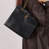 Chanel 1997 Caviar Zip Turnlock Tote Bag 24k GP