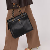 Chanel 1997 Caviar Zip Turnlock Tote Bag 24k GP