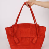 Bottega Veneta Chili Red Suede Arco 33 Tote