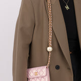 Chanel 2024 Pearl Pink Iridescent Cardholder on Chain