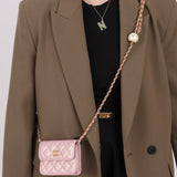 Chanel 2024 Pearl Pink Iridescent Cardholder on Chain