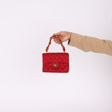 Rare Chanel Satin Red Mini Square Top Handle