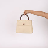 Chanel 2000 Caviar Acrylic Woodgrain Top Handle Kelly