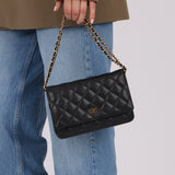 Chanel 2018 Black Caviar Wallet on Chain GHW