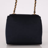 Rare Chanel 1994 Navy Satin Mini Wave Flap Crossbody