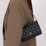 Chanel 2018 Black Caviar Wallet on Chain GHW