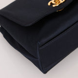 Rare Chanel 1994 Navy Satin Mini Wave Flap Crossbody