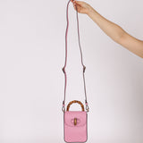 Gucci Pink Bamboo Turnlock Vertical Top Handle 3 Way Bag