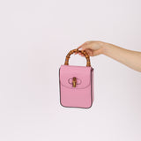 Gucci Pink Bamboo Turnlock Vertical Top Handle 3 Way Bag