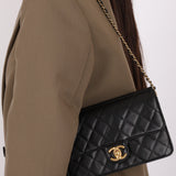 Chanel 2014 Quilted Lambskin Medium Turnlock Flap