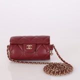 Chanel 2021 Lambskin Maroon Round Minaudière