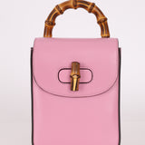 Gucci Pink Bamboo Turnlock Vertical Top Handle 3 Way Bag