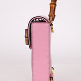 Gucci Pink Bamboo Turnlock Vertical Top Handle 3 Way Bag