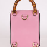 Gucci Pink Bamboo Turnlock Vertical Top Handle 3 Way Bag