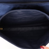 Rare Chanel 2002 Satin Navy Re-Issue Chocolate Bar Wood Top Handle