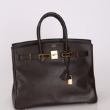 Hermes 2000 Courchevel Chocolate Birkin 35 GHW