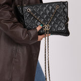 Chanel 2019 Shiny Lambskin Quilted Medium Double Case With Strap