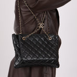Chanel 2019 Shiny Lambskin Quilted Medium Double Case With Strap