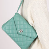 Rare Chanel 1997 Teal Caviar CC Turnlock Envelope Shoulder Kelly