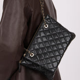 Chanel 2019 Shiny Lambskin Quilted Medium Double Case With Strap