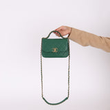 Chanel 19 Calfskin Infinity Green Top Handle Single Flap