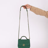 Chanel 19 Calfskin Infinity Green Top Handle Single Flap