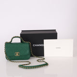 Chanel 19 Calfskin Infinity Green Top Handle Single Flap