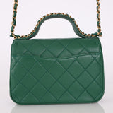 Chanel 19 Calfskin Infinity Green Top Handle Single Flap