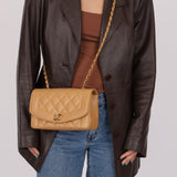 Rare Chanel 1995 Dark Beige Caviar Small Diana 24K GP