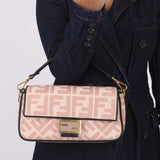 Fendi Zucca Canvas Rose Baguette