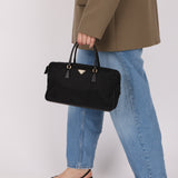 Prada Leather Trimmed Tessuto Boston Bag
