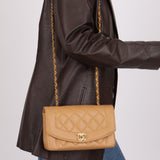 Rare Chanel 1995 Dark Beige Caviar Small Diana 24K GP