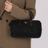 Prada Leather Trimmed Tessuto Boston Bag