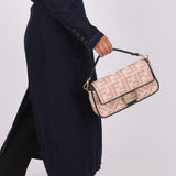 Fendi Zucca Canvas Rose Baguette