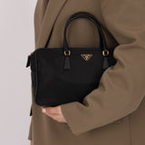 Prada Leather Trimmed Tessuto Boston Bag