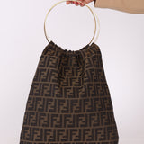 Fendi Zucca Canvas Gold Top Handle Tote