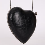 Saint Laurent Croc Embossed Heart Chain Minaudiere