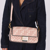 Fendi Zucca Canvas Rose Baguette