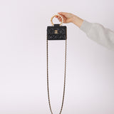 Chanel 2021 Pearl Mini Top Handle Cardholder on Chain