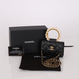 Chanel 2021 Pearl Mini Top Handle Cardholder on Chain