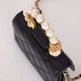 Chanel 2021 Pearl Mini Top Handle Cardholder on Chain