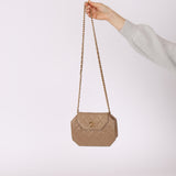 Rare Chanel 1989 Beige Lambskin Octagon Mini Flap