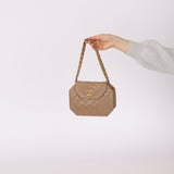 Rare Chanel 1989 Beige Lambskin Octagon Mini Flap