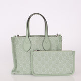 Gucci Ophidia Denim Sage Calfskin Mini Shopper Tote w/ Pouch