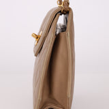 Rare Chanel 1989 Beige Lambskin Octagon Mini Flap