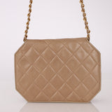 Rare Chanel 1989 Beige Lambskin Octagon Mini Flap