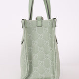 Gucci Ophidia Denim Sage Calfskin Mini Shopper Tote w/ Pouch