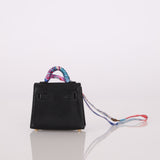 Hermès Noir Tadelakt Micro Kelly Twilly Bag Charm GHW